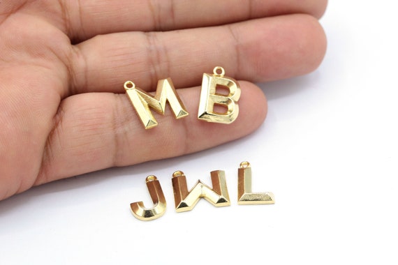 Shiny Gold Plated Brass Letter Charms 
