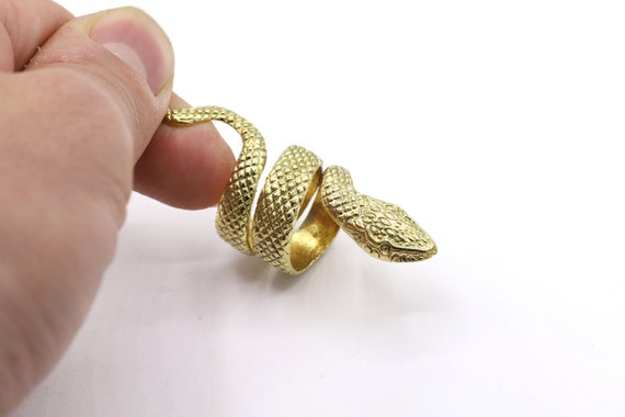 17mm inner Raw Brass Snake ring, Raw Brass snake chrams, Raw Brass Adjustable Ring, 21x59- RAW500