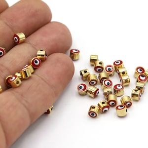 5 mm 24 K glänzend vergoldet runde Charms, Evil Eye Anhänger, Evil Eye Charms, Emaille Farbe Anhänger, Emaille Evil Eye Anhänger - GLD2219