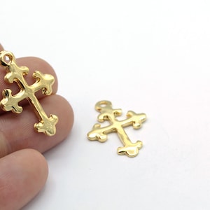 19x28mm 24 k Shiny Gold Plated cross Necklace, cross findings - GLD640