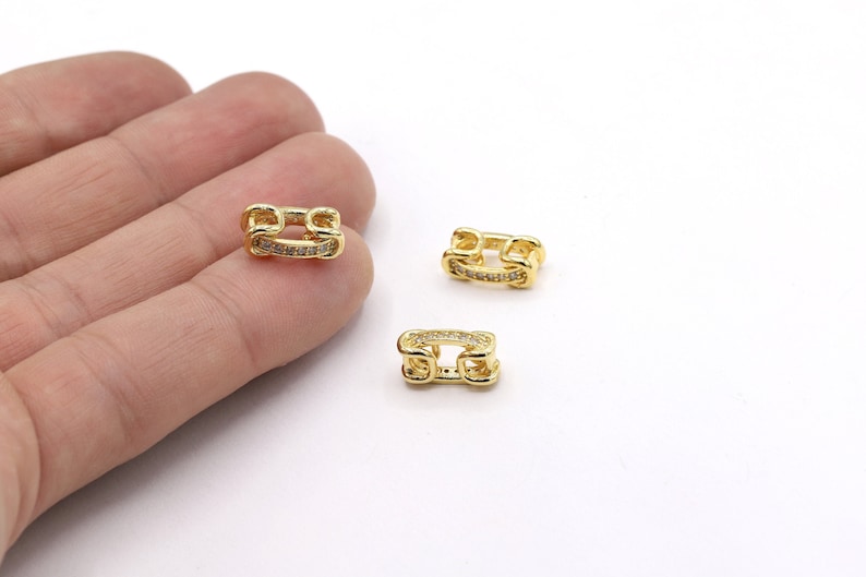 Bracelet Findings GLD339 8x13mm 24kShiny GoldPlated CZ Micro Pave Round Bracelet Charms,CZ Pave Round Charms,Cubic Zirconia Round Charms