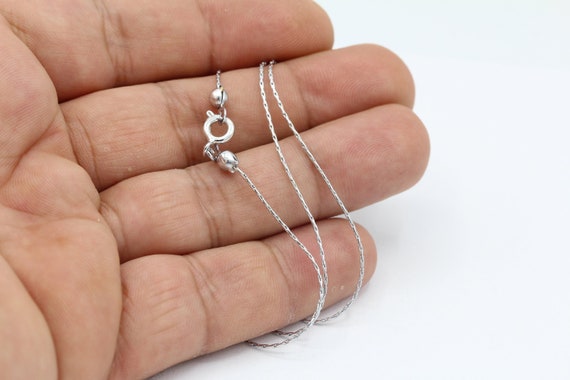 0,6mm Rhodium Plated Finished Chain, Finished Necklace, Rhodium Plated Ready-Made Necklace, Rhodium Plated Snake Chain - RDM440