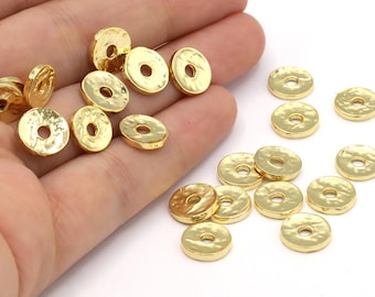 Intercalaire 9,5 mm en plaqué or brillant 24 carats, espaceur rond en plaqué or, perles rondes, perles en plaqué or, embouts d'espacement, espaceur - GLD1284
