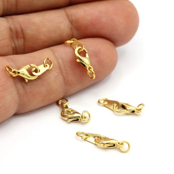 Necklace finishing apparatus ,24 k  Shiny Gold Plated Necklace Findings , Necklace End , 9.5mm Clips , total ; 20mm - GLD818