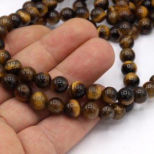 8mm Grade AAA Tiger Eye Beads , Rated Genuine Tiger Eye Beads, Bracelet Beads, Natural Beads, Round Gemstone, Tiger Eye Round - BK39
