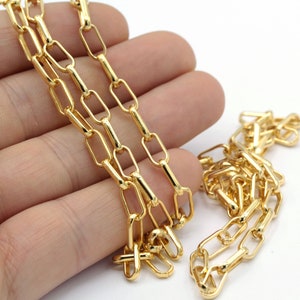 4,5x10mm 24 k Shiny Gold Plated Oval Link Chains ,Soldered Chains ,Chooker Chains , Cable Chains , Chunky Chains , Oval Link Chains - CHN369