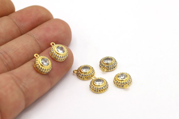 10 x 12 mm 24 K 光沢のあるゴールドメッキラウンドキュービック