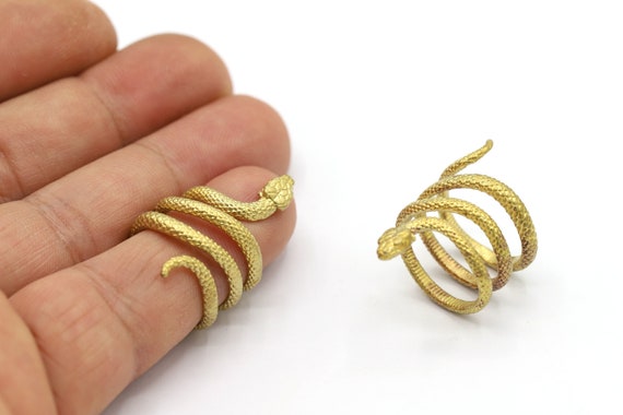 17mm Inner Raw Brass Snake Ring, Snake Charms, Snake Circle, Adjustable Snake Ring, Raw Brass Snake, Adjustable Ring, Snake Ring - RAW639