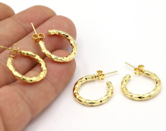 20 x 27,5 mm 24 K glänsande guldpläterade örhängen, örhängesdetaljer, creoler, guldpläterade örhängen, stiftörhängen - GLD2283