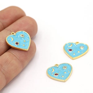 19,5x20mm 24 K Shiny Gold Plated Heart Pendants , Gold Plated Heart Charms, Necklace Findings, Jewelry Making, Heart Charms - GLD2274-1