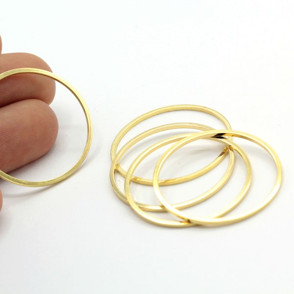 30 mm 24 k glanzende vergulde gesloten ring, vergulde gesloten cirkel, kettingcirkel, oorbelcirkel - GLD23