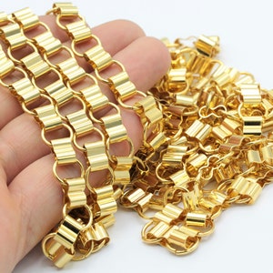 5,5x9mm 24 k Shiny gold  Plated pipe Chains , Chooker Chains , Bracelet Chain - CHN330