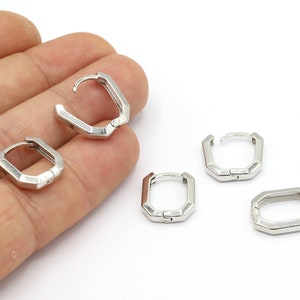 14x17mm Rhodium Plated Earring Findings, Dainty Hoops, Rhodium Earring Clasps, Rhodium Plated Earring Earlier, Earring Leverback - RDM816