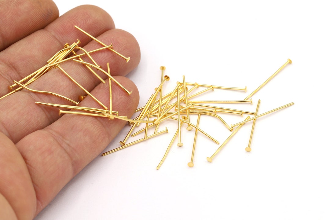 Lot De 400 Tiges Tête épingle Plaquées Or - 40x0.7mm - Pour Création De Bijoux