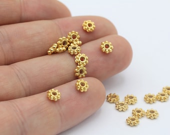 5mm 24 k Shiny Gold Plated Spacer Beads, Gold Plated Spacer Ball - GLD-979