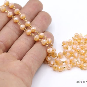 5,5 mm 24 k glänzende vergoldete Wire Wrapped Rosenkranzketten, Kristallketten, Fußketten, Perlenkette, Halskettenzubehör - CHN439