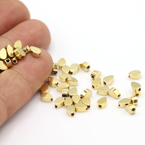 6mm 24 K Shiny Gold Plated Drop Beads, Spacer Beads, Drop Spacer Beads, Gold Plated Drop Charms, Gold Findings, Drop Findings - GLD2155