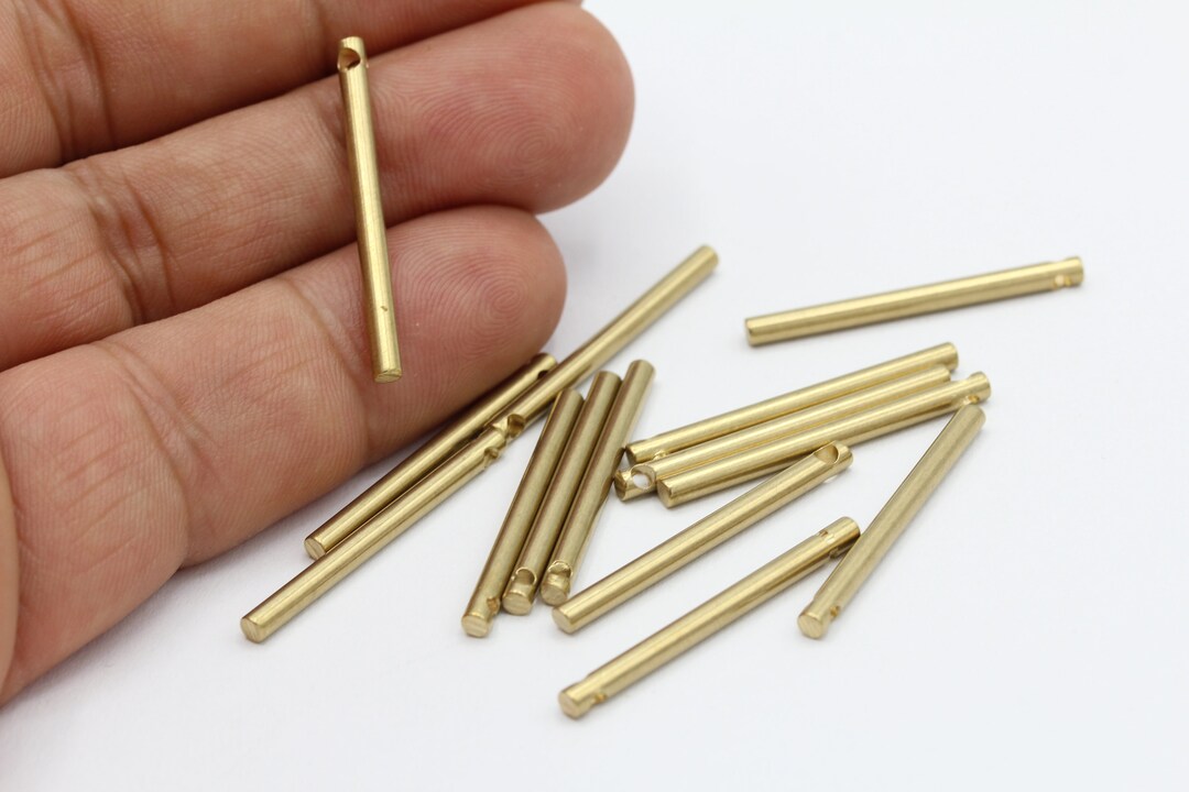2,3x30mm Raw Brass Bar Charms , Round Bar Pendants , Bar Necklace