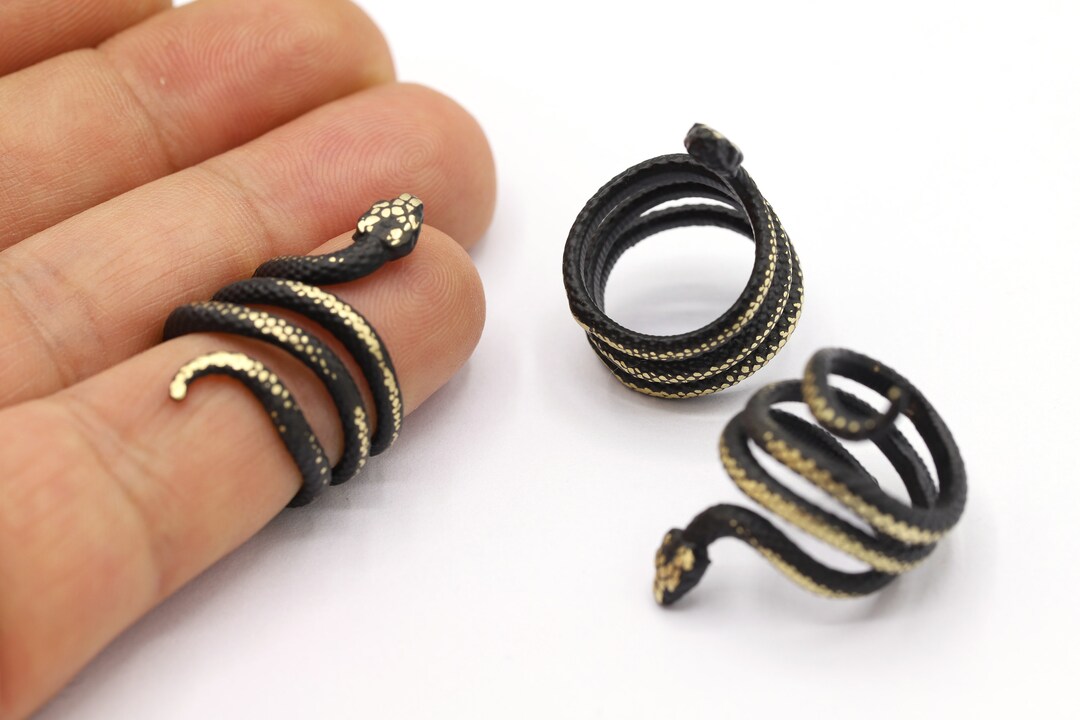 17mm Inner Black Plated Snake Ring, Snake Charms, Snake Circle ...