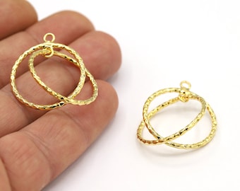 26 mm 24 K glänsande guldpläterade örhängen, Örhängesdetaljer, Creoler, Halsbandsdetaljer, Dubbelörhänge, Förgyllt örhänge - GLD2197