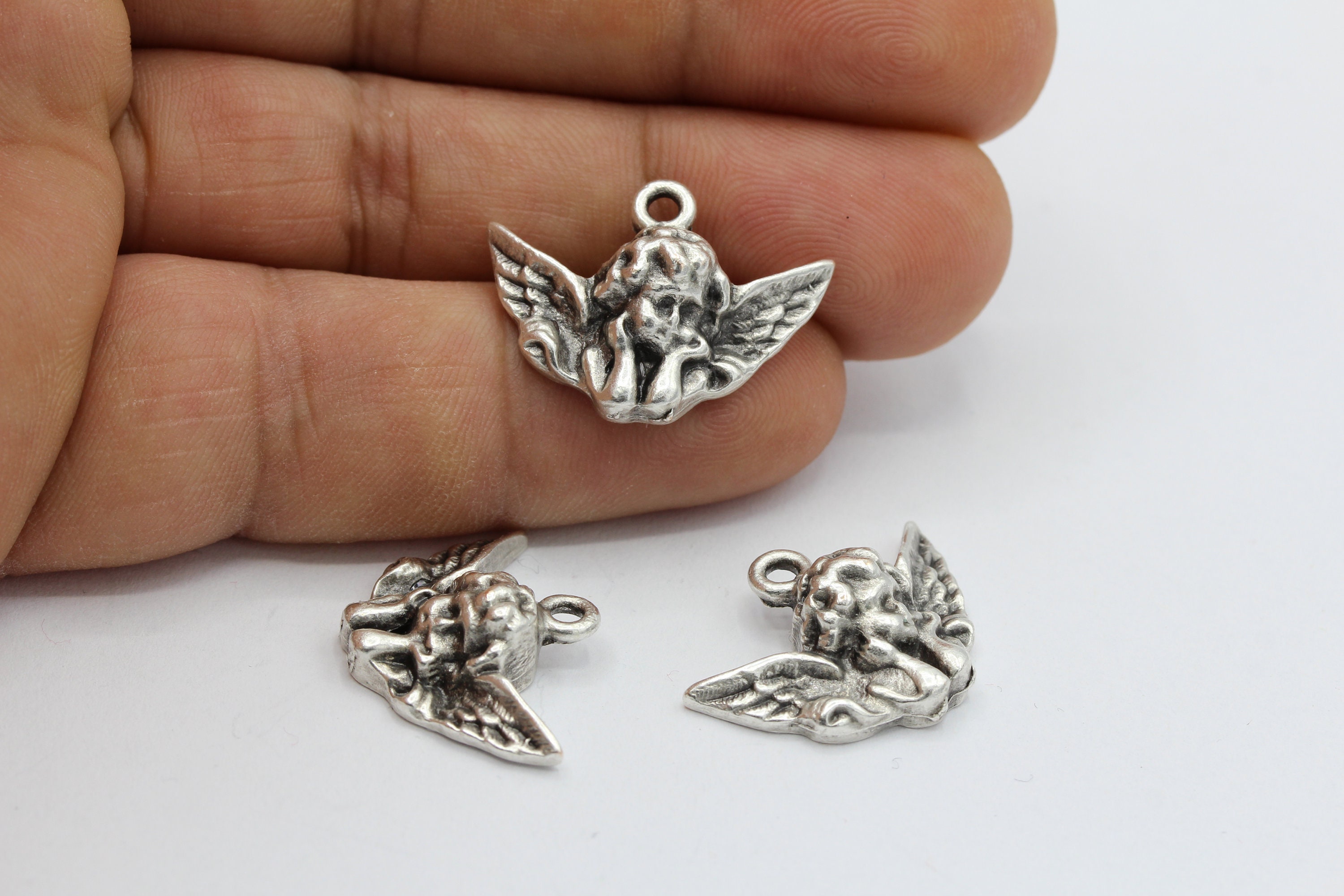 18x25mm Antique Silver Plated Angel Charms , Angel Pendants