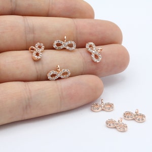11x7mm rose  Gold Plated CZ Micro Pave Infinity Pendant , CZ Pave Infinity Charms , Cubic Zirconia Round Infinity necklace Charms - RSG-823