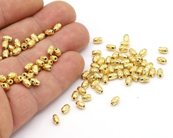 4 x 5,5 mm en plaqué or brillant 24 carats, espaceur cylindrique en plaqué or, perles d'espacement, perles en plaqué or, embouts d'espacement, espaceur - GLD2080