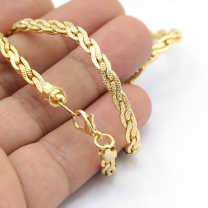 Finished Chain, Finished Necklace, Gold Plated Ready-Made Necklace, Gold Plated ,Twist Chain,4mm 24 k Shiny Gold Plated  - CHN416