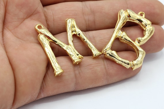 M Letter Pendant Necklace Gold Plated Brass Excellent Charms