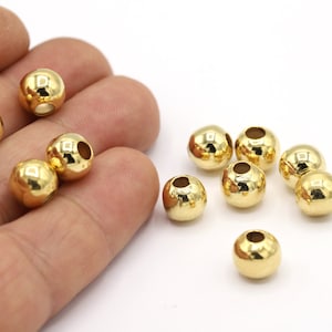 10mm 24 K Shiny Gold Plated Spacer Beads, Ball Beads, Gold Plated Ball Beads, Gold Plated Beads, Gold Plated Charms - GLD2158