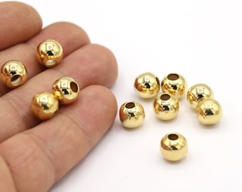10mm 24 K Shiny Gold Plated Spacer Beads, Ball Beads, Gold Plated Ball Beads, Gold Plated Beads, Gold Plated Charms - GLD2158