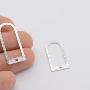 13x30 Rhodium plated  D Shape Charms ,  Textured Blanks ,  With 1 Hole , Rings   - RDM-590