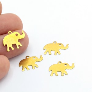 12x16mm Raw Brass Elephant Charms - RAW7