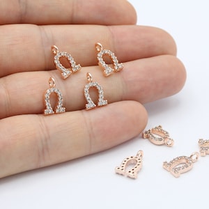 8x12 mm rose gold cz horseshoe chrams, horseshoe pendant, cz chrams, horseshoe necklace, lucky chrams, RSG-817