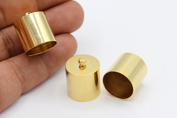 20x20mm Inner 17mm 24 k Shiny Gold Plated Bead Caps , Cord End , Cord Tip , Solid End Cap, Tassel Cap, Gold Plated Findings - GLD786