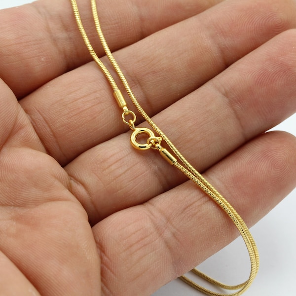 Catena finita placcata oro lucido da 1,2 mm 24 k, collana finita, collana pronta placcata oro, catena serpente placcata oro - GLD671