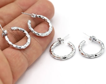 Pendiente chapado en rodio de 20 x 27,5 mm, componentes para pendientes, pendientes de aro, pendiente chapado en rodio, pendiente de botón - RDM940