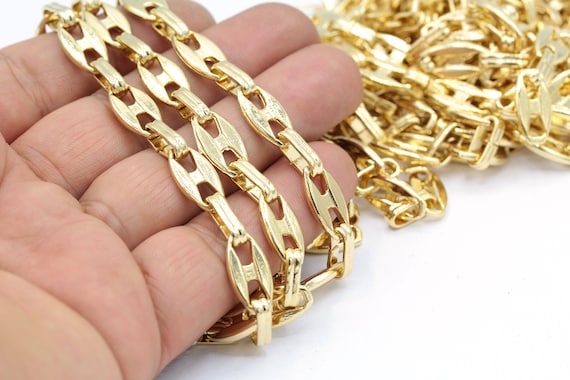 9x16mm 24 K Shiny Gold Plated Chain Handmade Chain Bulk Chains