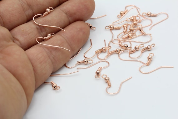 Copper Rose Gold Ear Wires 17mm Rose Gold Earring Hooks Fish Hooks