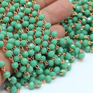 5,5mm Rose Gold Plated Wire Wrapped Rosary Chains , Crystal Chains , Foot Chains , Beads Chain , Necklace Findings - CHN208