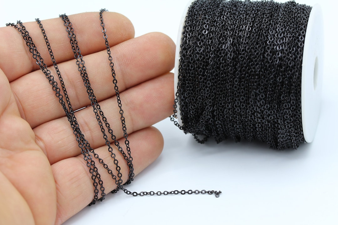 Buy 1,5x2mm Matt Black Plated Chains , Soldered Chains CHN118 Online in