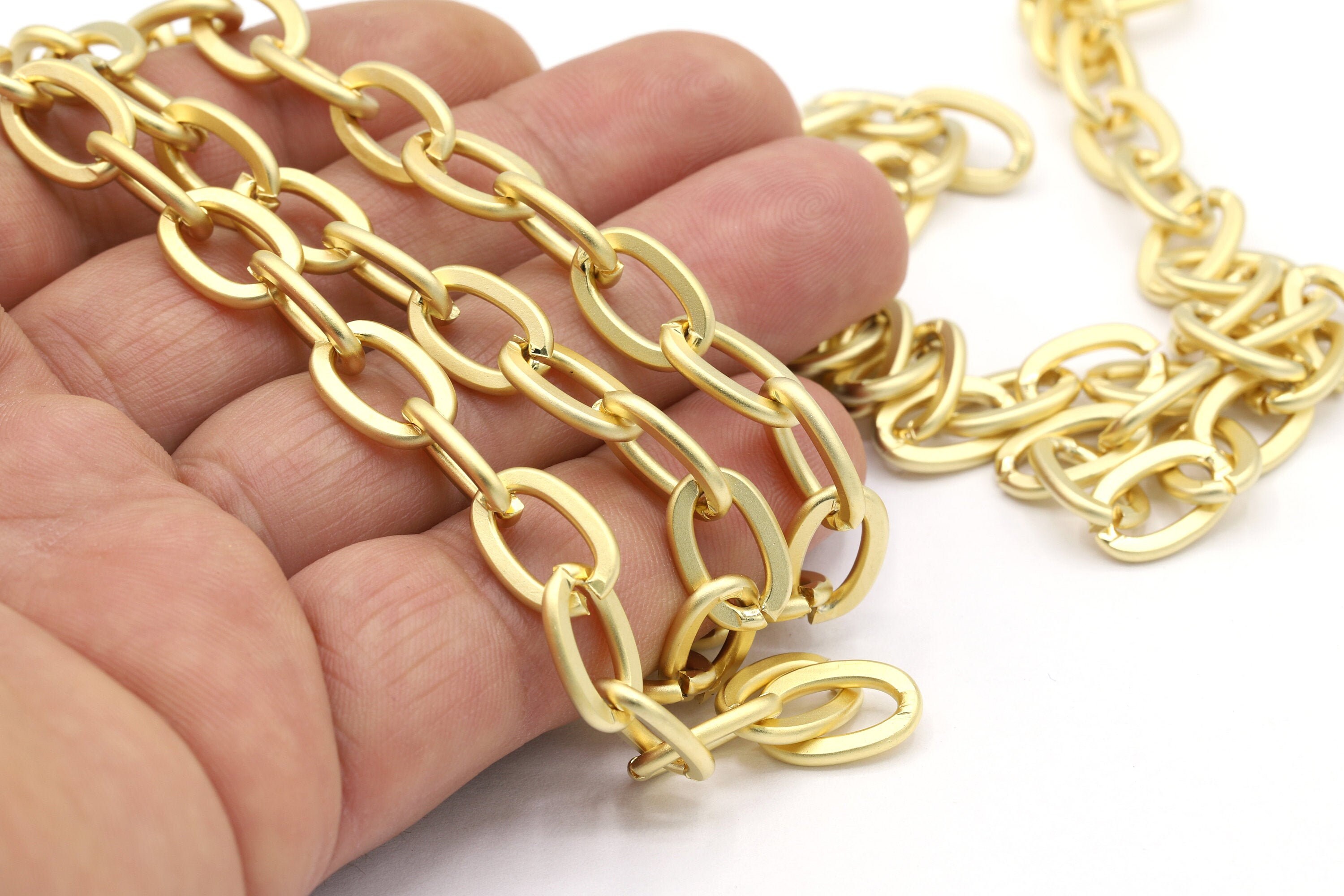 9x13mm 24 K Mat Gold Plated Chain Mat 