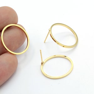 20mm 24 k Shiny Gold Plated Round Earring , Circle earrings , Earring Findings - GLD596