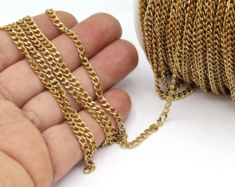 Cadena de latón crudo de 2,5 mm, cadena artesanal de latón crudo, cadenas de latón crudo a granel, cadenas para collares de latón crudo, fornituras para collares - CHN548