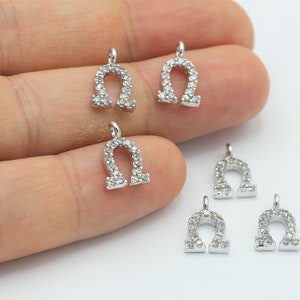 8x12 mm Rhodium plated, cz horseshoe chrams, horseshoe pendant, cz chrams, horseshoe necklace, lucky chrams, RDM-508