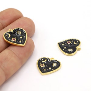 19,5x20mm 24 K Shiny Gold Plated Heart Pendants , Gold Plated Heart Charms, Necklace Findings, Jewelry Making, Heart Charms - GLD2275-1