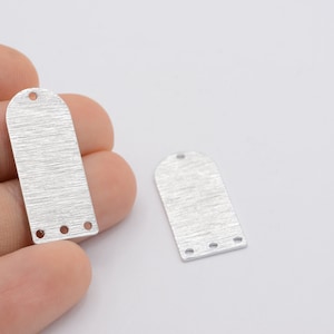 13x30 Rhodium plated  D Shape Charms ,  Textured Blanks ,  With 4 Hole  - RDM-585