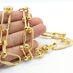 16x32mm 24 k Shiny Gold Plated  chain , Bulk Chains - CHN346