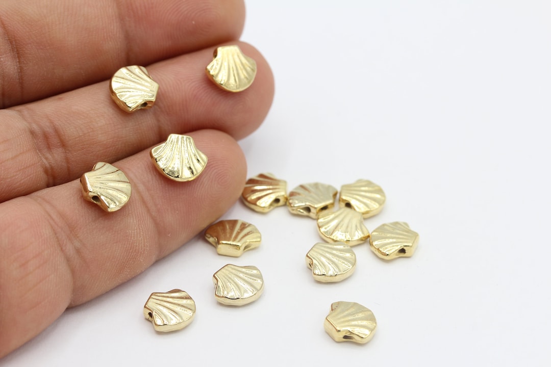 8x10mm 24 K Shiny Gold Plated Shell Charms , Shell Pendant , Clam Shell ...