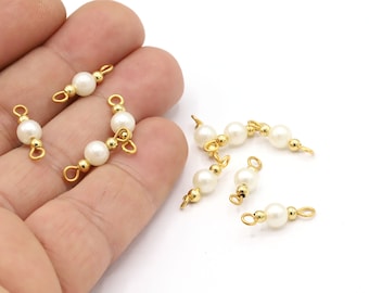 6mm 24 K Shiny Gold Plated Wire Wrapped Link Beads, Pearl Beads, Foot Beads, Spacer Beads, Beads, Necklace and Bracelet Findings- GLD2305